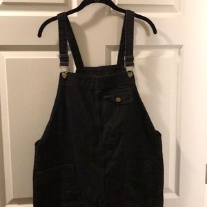 Black denim overalls